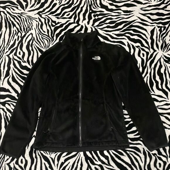 The North Face Women's Black plush fuzzy full zip collar sweater Jacket size S - Picture 1 of 9